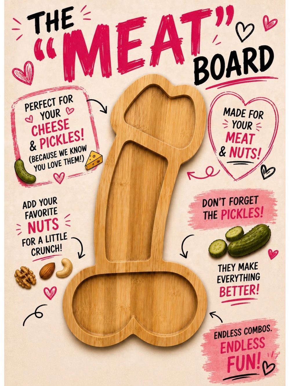 The “MEAT” Board - Penis Charcuterie Board 16 x 10
